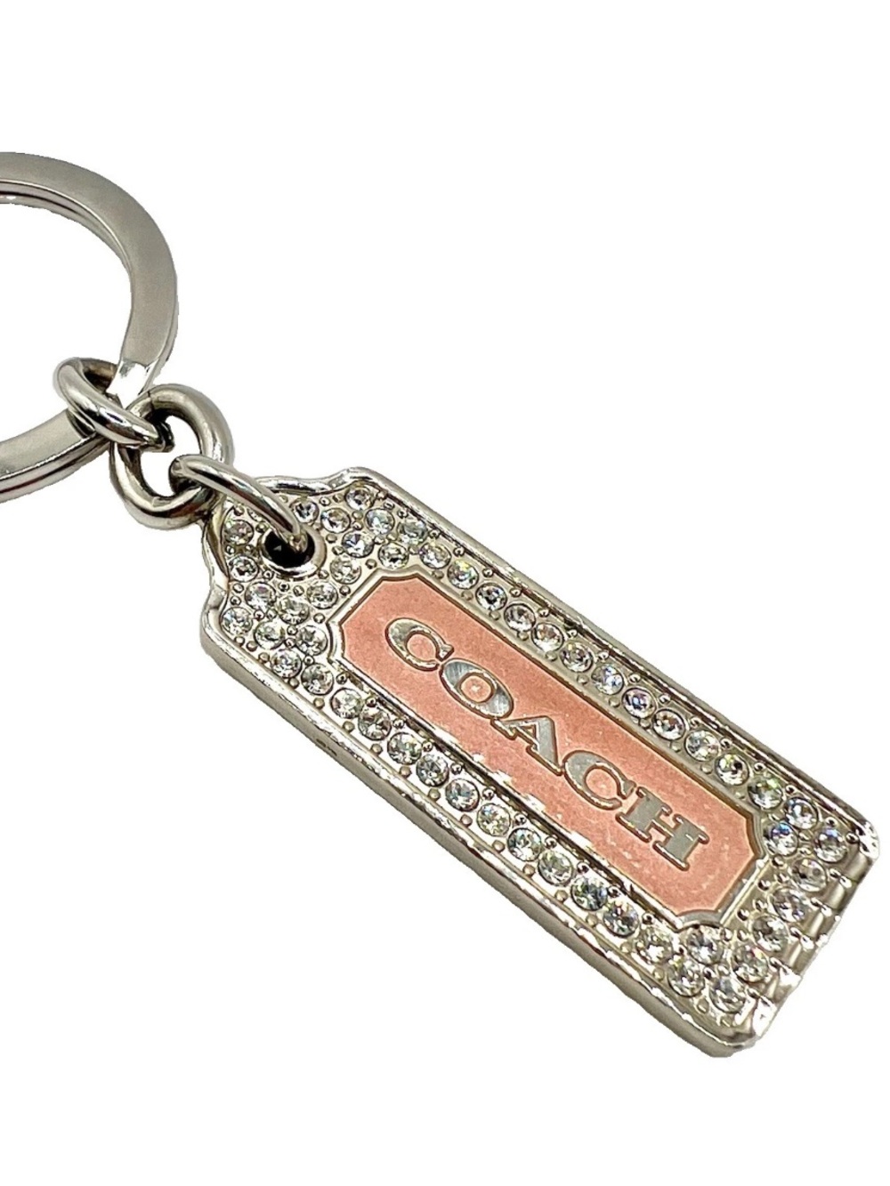 Vintage Coach Pink Pave Swarovski Enamel Silver Tone Purse Bag Keychain Y2K